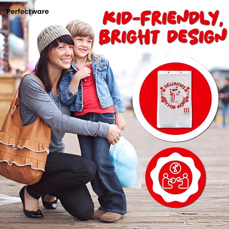 Perfectware Cotton Candy Bags with Clown Design. Includes Twist Ties- Pack of 100ct - Image 5